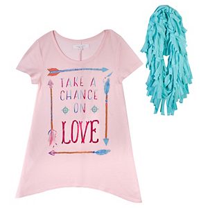 Girls 7-16 Harper & Elliott Sharkbite Graphic Tunic & Scarf Set