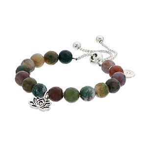 love this life Jasper Bead & Lotus Flower Charm Bolo Bracelet
