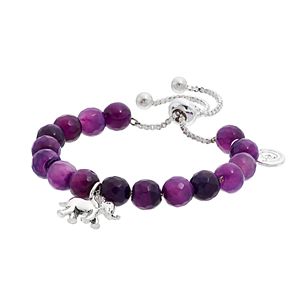 love this life Purple Agate Bead & Elephant Charm Bolo Bracelet