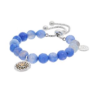 love this life Blue Agate Bead & Sun Charm Bolo Bracelet