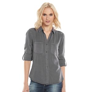 Women's Rock & Republic® Roll-Tab Twill Shirt