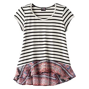 Girls Plus Size Ransom Girl Knit & Woven Striped Tee