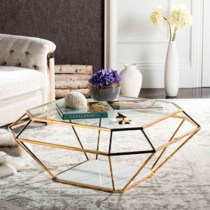 Safavieh Couture Geometric Gold Finish Coffee Table