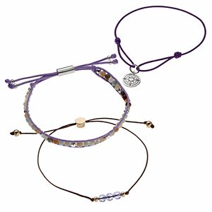 love this life Purple Crystal & Amazonite Bead Compass Charm Slipknot Bracelet Set