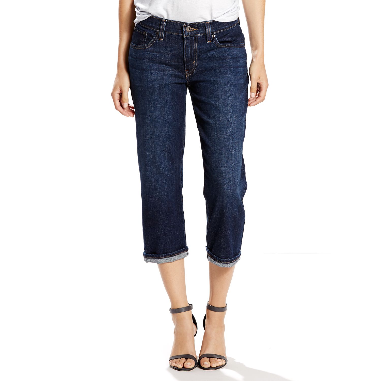 Classic Fit Cuffed Capri Jeans