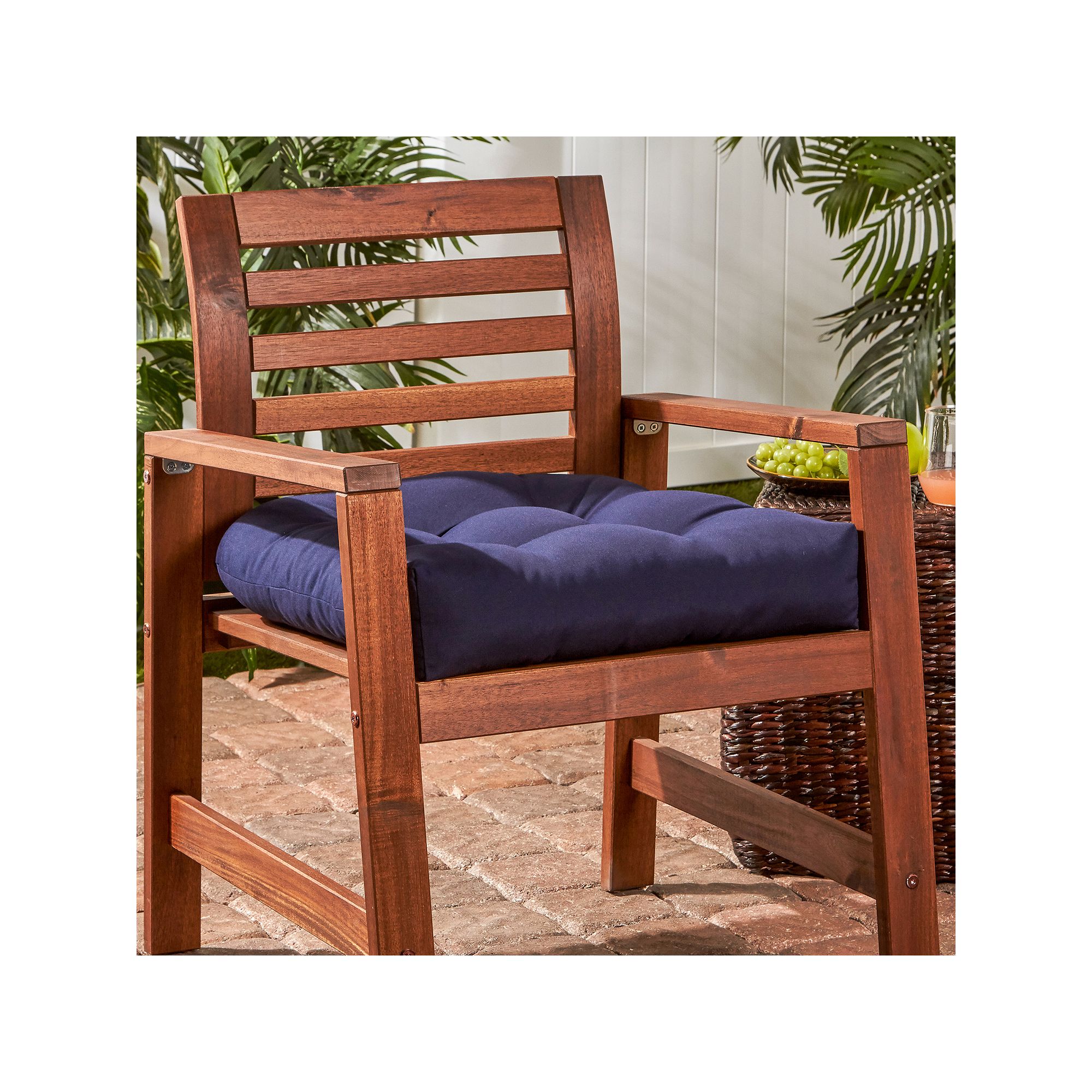 Greendale Home Fashions Polyester 20-in. Outdoor Chair Cushion, Blue