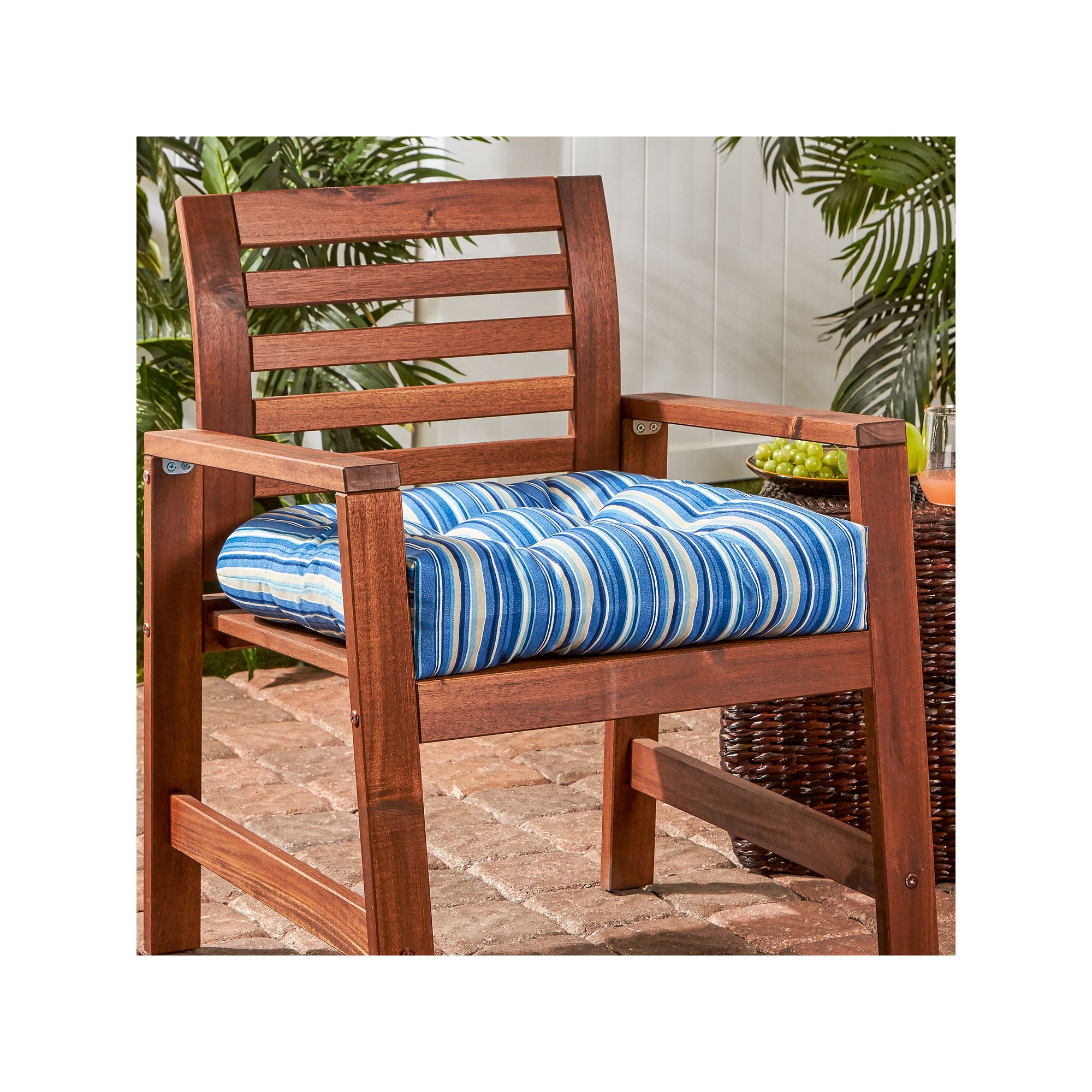 Greendale Home Fashions Polyester 20-in. Outdoor Chair Cushion, Blue