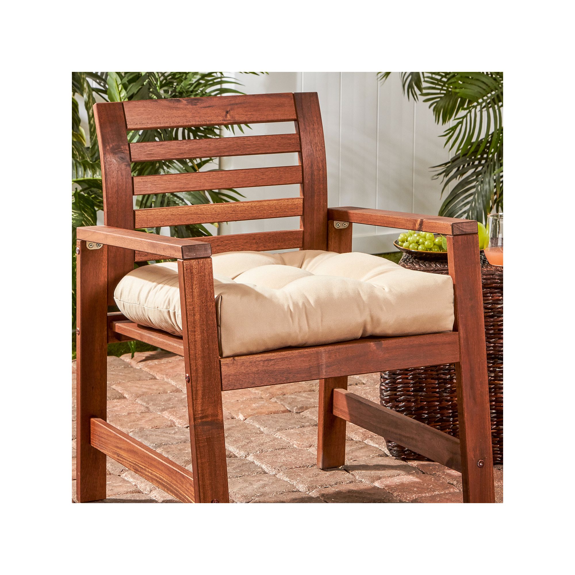 Greendale Home Fashions Polyester 20-in. Outdoor Chair Cushion, Grey