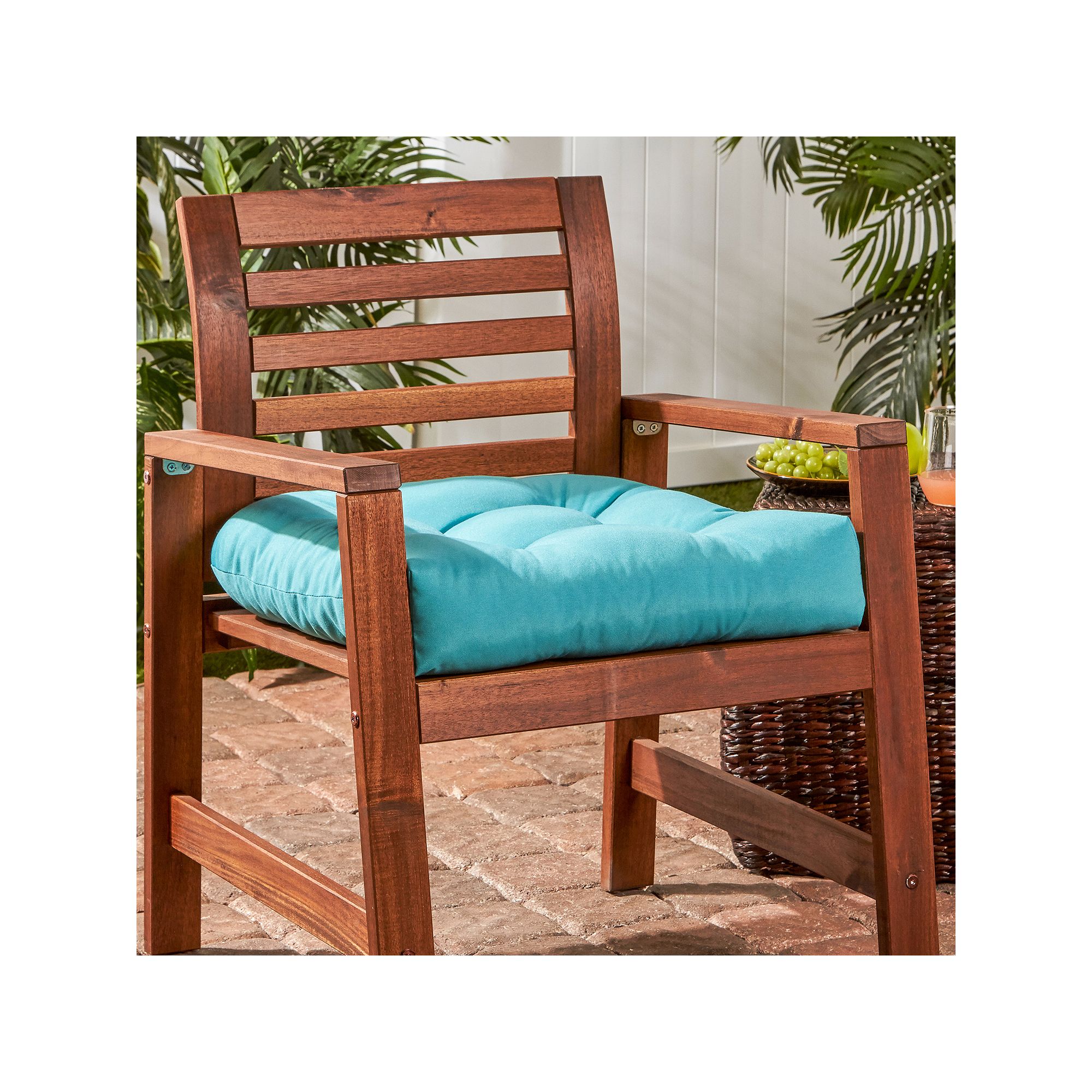 Greendale Home Fashions Polyester 20-in. Outdoor Chair Cushion, Blue