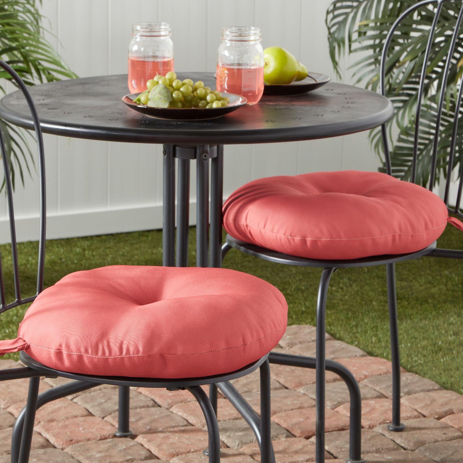 Greendale Home Fashions Outdoor Bistrostuhl-Kissen Rund 38,1 Cm | 2er Set, UV-beständig, Wasserabweisend