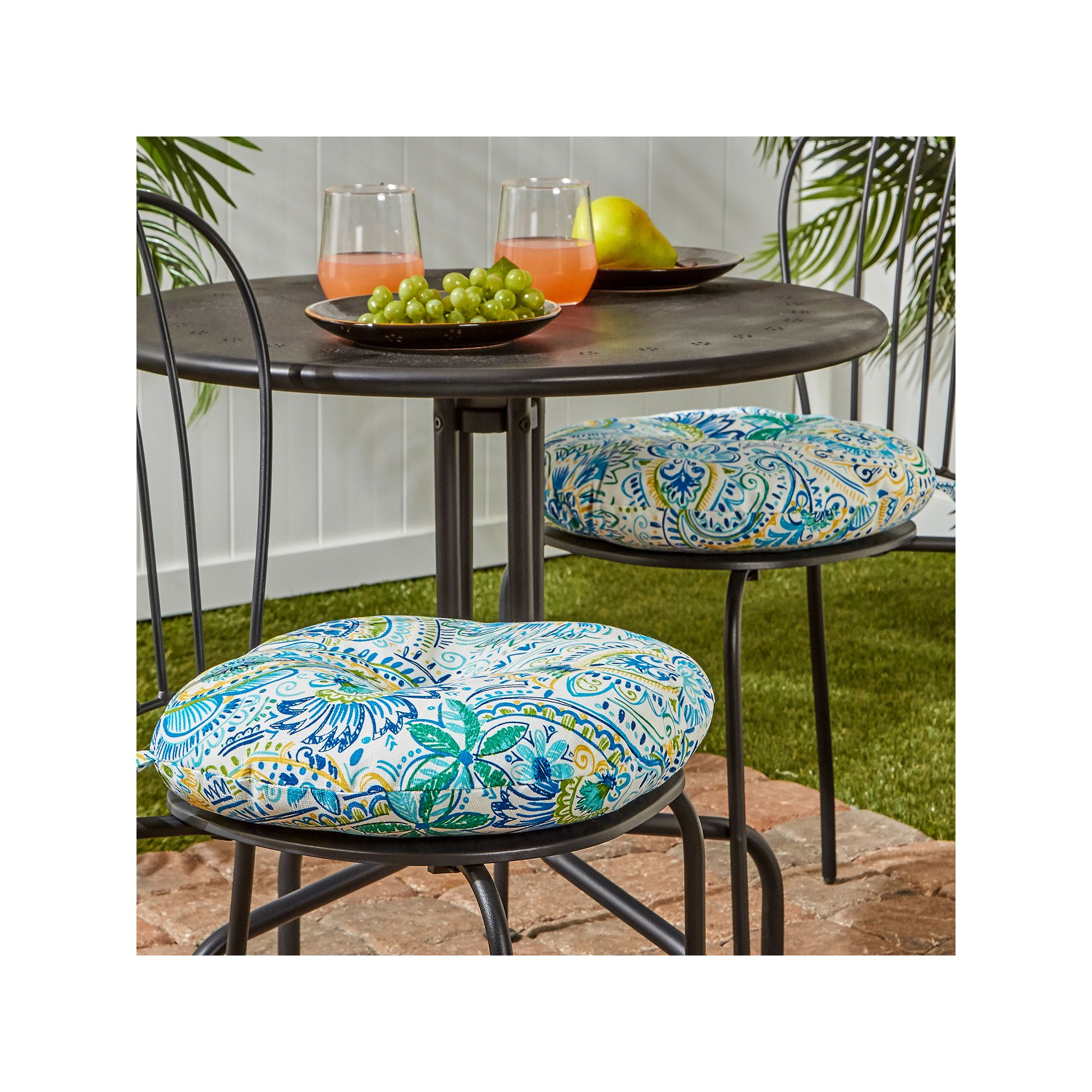 Greendale Home Fashions 2-pack 15-in. Round Outdoor Bistro Chair Cushion, B