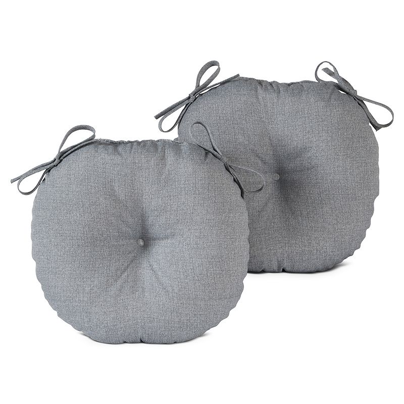 Greendale Home Fashions Heather Gray 15 in. Round Outdoor Reversible Bistro Seat Cushion (Set of 1  ) 