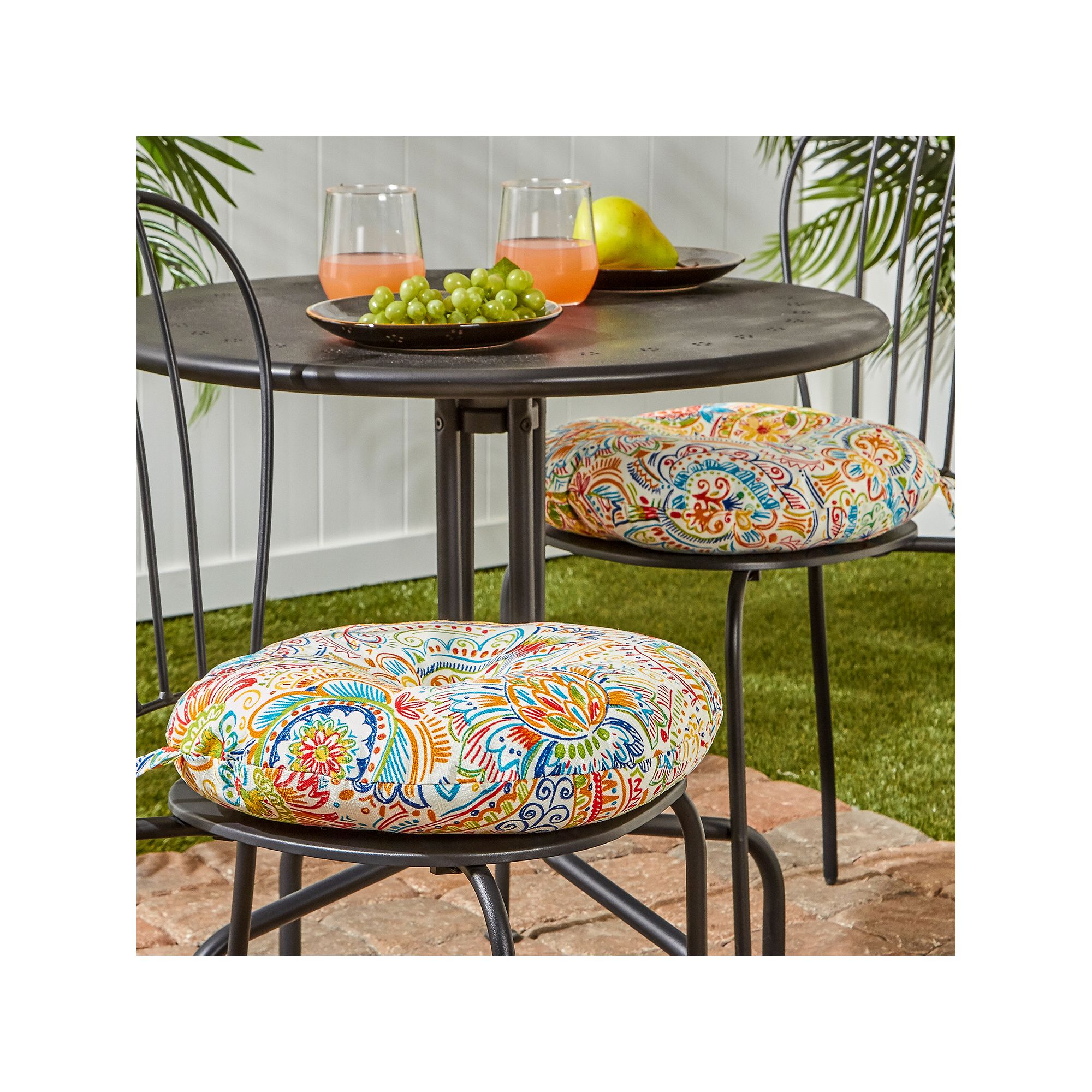 Greendale Home Fashions 2-pack 15-in. Round Outdoor Bistro Chair Cushion, J