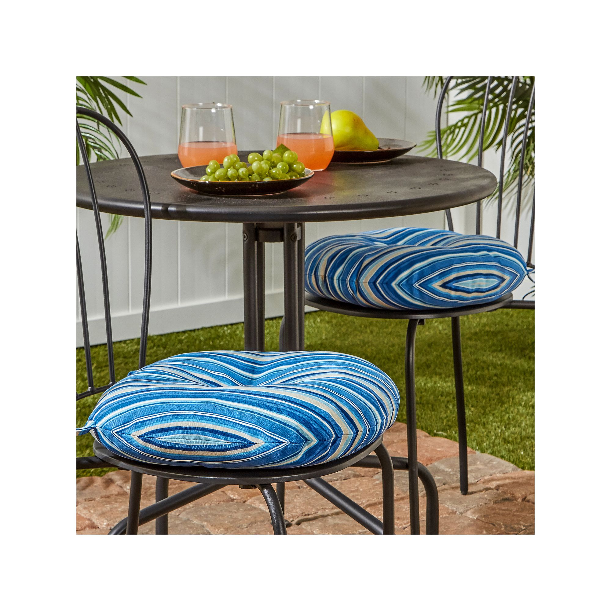 Greendale Home Fashions 2-pack 15-in. Round Outdoor Bistro Chair Cushion, B