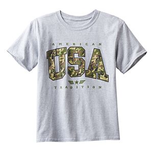 Boys 8-20 Camouflage USA Tee