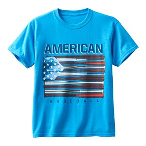 Boys 8-20 American Flag Baseball Bat Tee