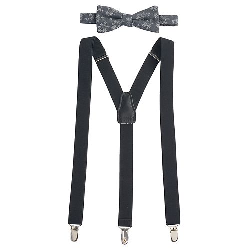 Men's Apt. 9® TonalStriped PreTied Bow Tie & Suspenders Set