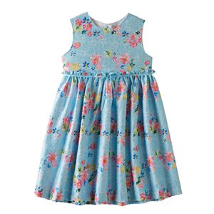 Girls 4-6x Blueberi Boulevard Printed Lace Cut-Out Back Dress