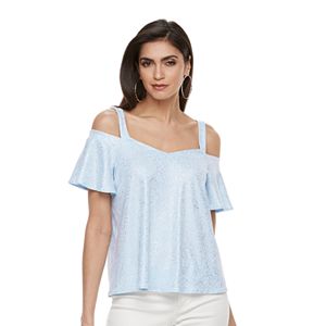 Women's Jennifer Lopez Cold-Shoulder Flutter Tee