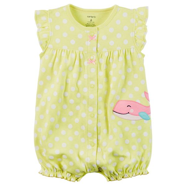 Baby Girl Carter's PolkaDot Animal Applique Romper