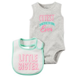 Baby Girl Carter's Graphic Bodysuit & Graphic Bib Set