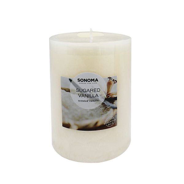 Sonoma Goods For Life® Sugared Vanilla 4" x 3" Pillar Candle