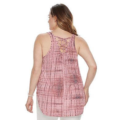 Plus Size Sonoma Goods For Life® Lace-Up Back Tank