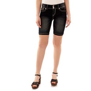 Juniors' Wallflower Embellished Bermuda Jean Shorts