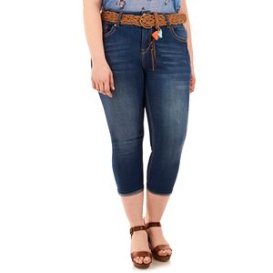 Juniors' Plus Size Wallflower Luscious Curvy Faded Capri Jeans