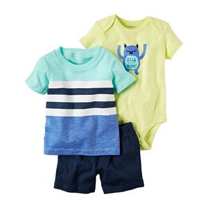 Baby Boy Carter's Striped Tee, Graphic Bodysuit & Shorts Set