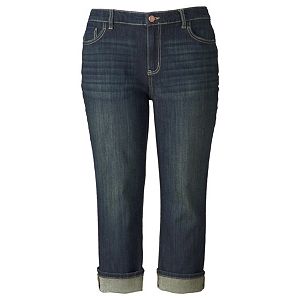 Women's Plus Size Simply Vera Vera Wang Cuffed Capri Jeans