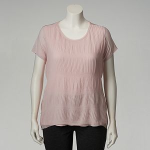 Plus Size Simply Vera Vera Wang Textured Mixed-Media Top