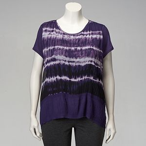 Plus Size Simply Vera Vera Wang Textured Mixed-Media Top