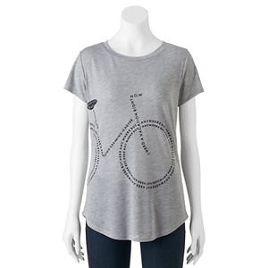 Juniors' THE PRINT SHOP Bicycle Calligram Graphic Tee