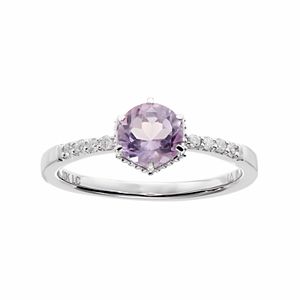 LC Lauren Conrad 10k White Gold Amethyst & 1/10 Carat T.W. Diamond  Ring