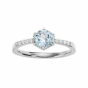 LC Lauren Conrad 10k White Gold Blue Topaz & 1/10 Carat T.W. Diamond  Ring