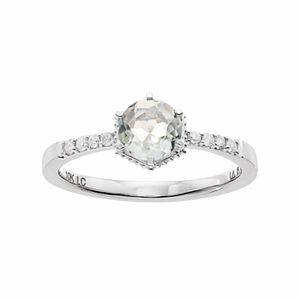 LC Lauren Conrad 10k White Gold Green Quartz & 1/10 Carat T.W. Diamond  Ring