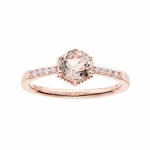 LC Lauren Conrad 10k Rose Gold Morganite & 1/10 Carat T.W. Diamond  Ring