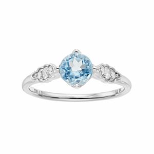 LC Lauren Conrad 10k White Gold Blue Topaz & 1/10 Carat T.W. Diamond Ring