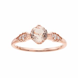 LC Lauren Conrad 10k Rose Gold Morganite & 1/10 Carat T.W. Diamond Ring