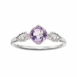 LC Lauren Conrad 10k White Gold Amethyst & 1/10 Carat T.W. Diamond Ring