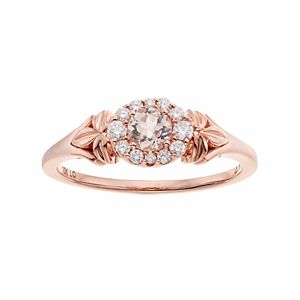 LC Lauren Conrad 10k Rose Gold Morganite & 1/8 Carat T.W. Diamond Flower Ring