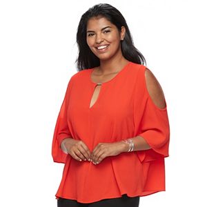 Juniors' Plus Size HeartSoul Keyhole Cold Shoulder Top
