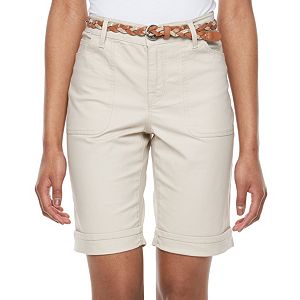 Petite Gloria Vanderbilt Rachel Belted Bermuda Shorts