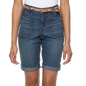 Petite Gloria Vanderbilt Rachel Belted Bermuda Shorts