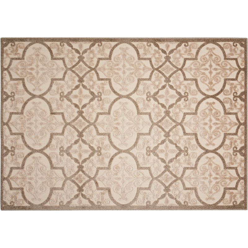 Nourison Aloha Grand Escape Quatrefoil Indoor Outdoor Rug, White, 8X10.5 Ft