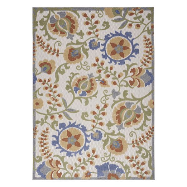 Nourison Aloha Outdoor Ivory Blue 9' x 12' Area Rug (9x12)