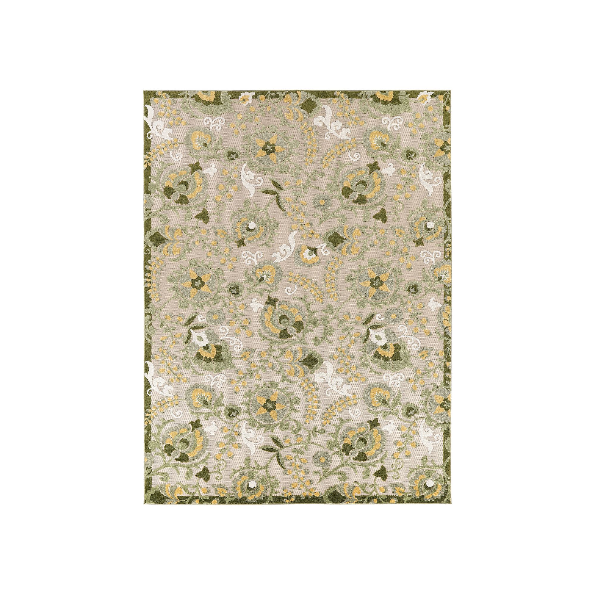Nourison Aloha Floral Frenzy Indoor Outdoor Rug, Ivory Green