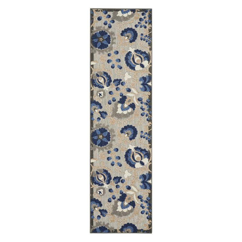 Nourison Aloha Floral Frenzy Indoor Outdoor Rug, Natural, 6X9 Ft