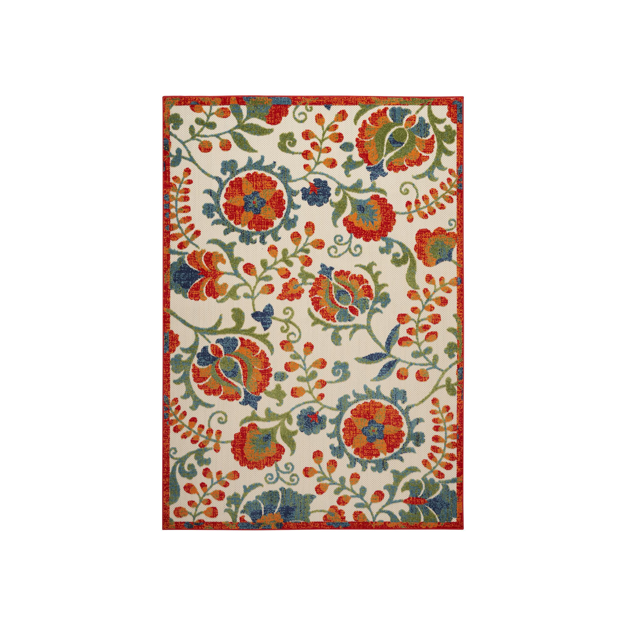 Nourison Aloha Floral Frenzy Indoor Outdoor Rug, Red Team